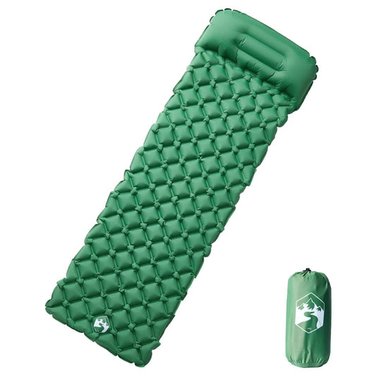 Kampeermatras Met Geïntegreerd Kussen Opblaasbaar Groen